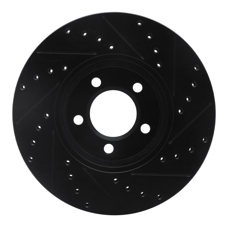 Ford Thunderbird Brake Rotor (1) - Front Left - R1 Concepts - Drilled & Slotted - Black - `00-`06